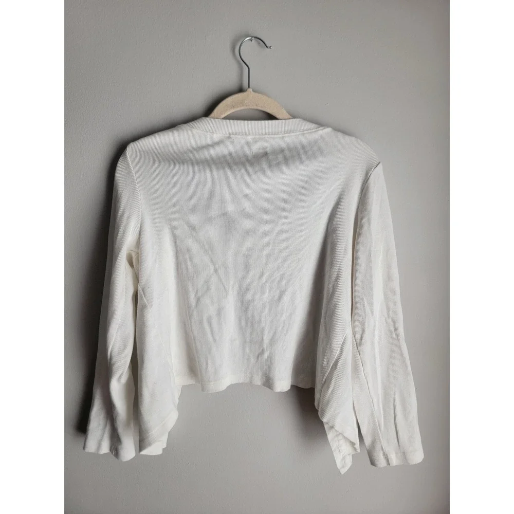 Free People Free-Est Ribbed Button Front Cardigan Cream Long Sleeve Large